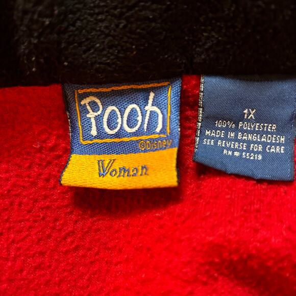 Winnie the Pooh Red Fleece Pullover Jacket Womens 1X 1/4 Zip Embroidered Disney - Picture 6 of 7
